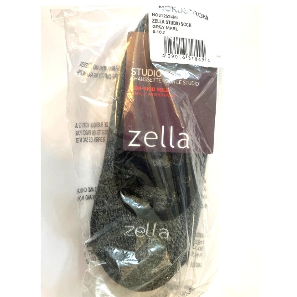 Zella Studio Sock - Pilates/Yoga/Athletic Socks - Grey Marl (with Black) New